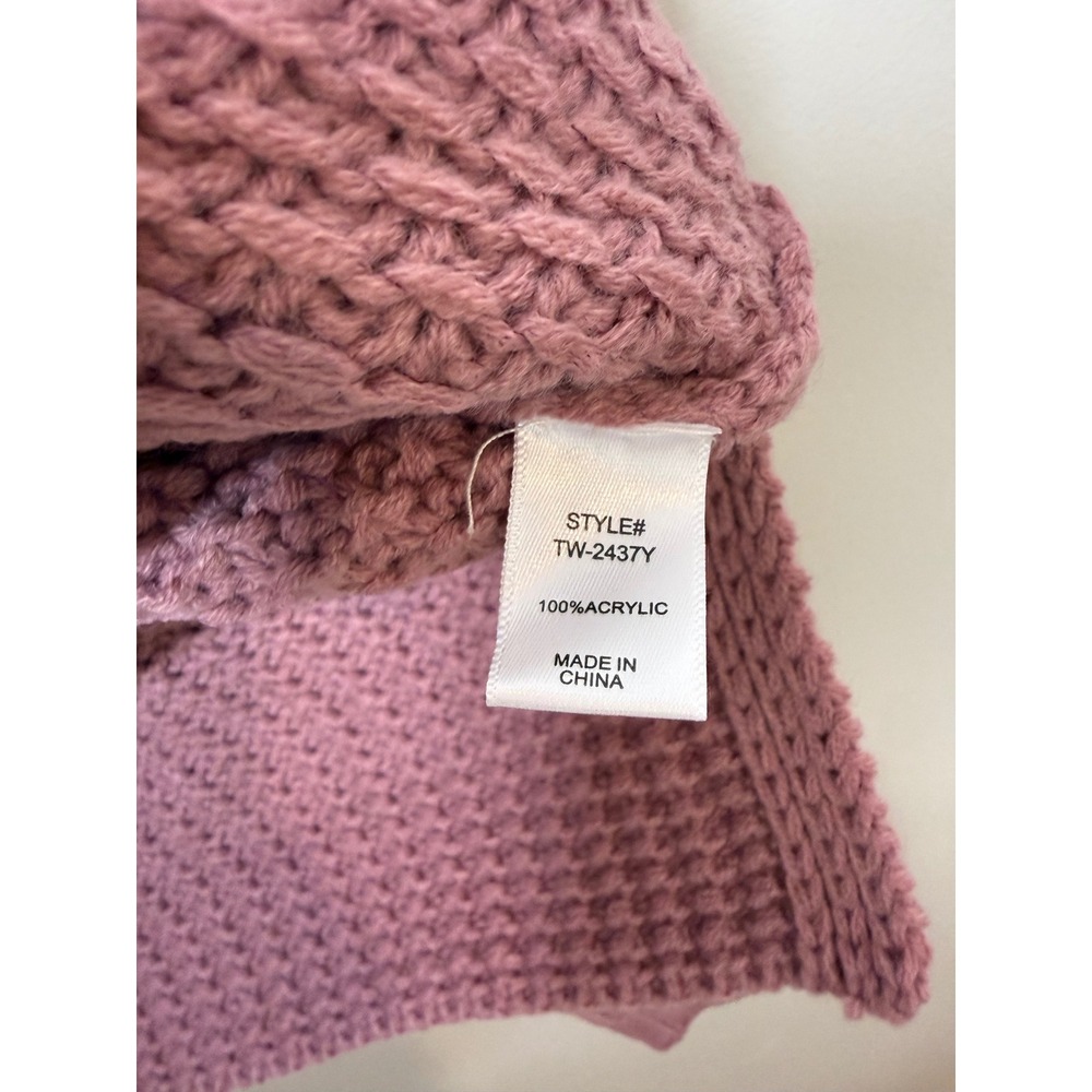 Zenana Women Pink Cable Knit Cropped High Low Sweater Side Slit TW-2437Y Medium - Picture 5 of 9